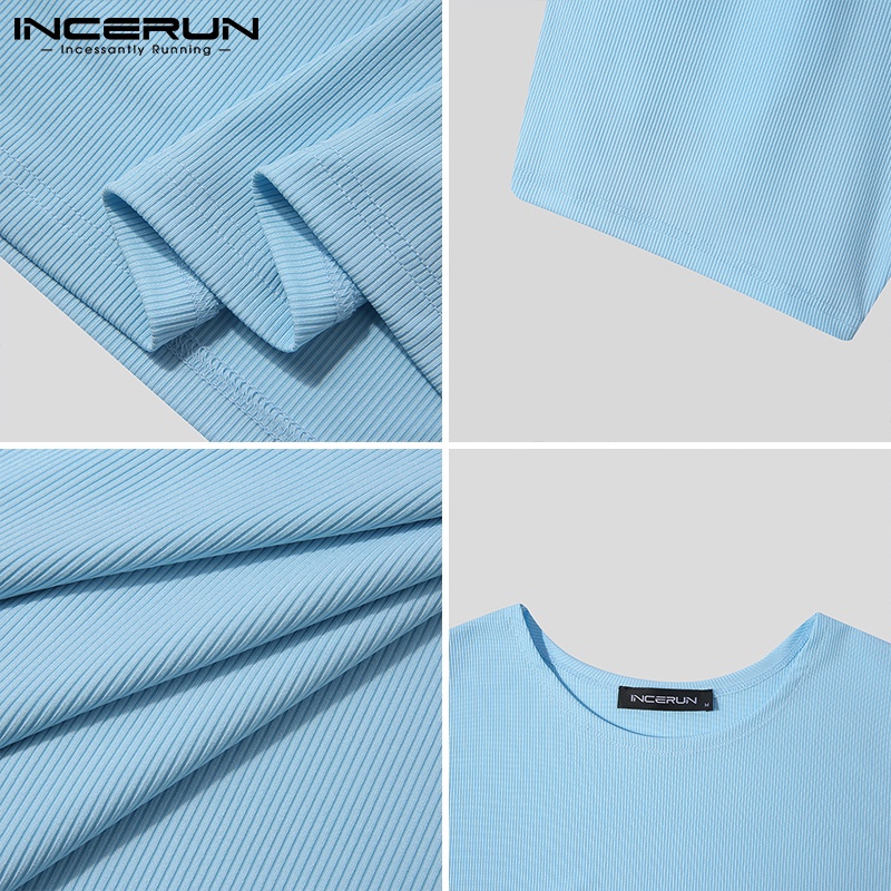 Bộ đồ INCERUN gồm áo sát nách không tay và quần đùi dây rút thiết kế đơn giản thời trang thường nhật dành cho bạn nam