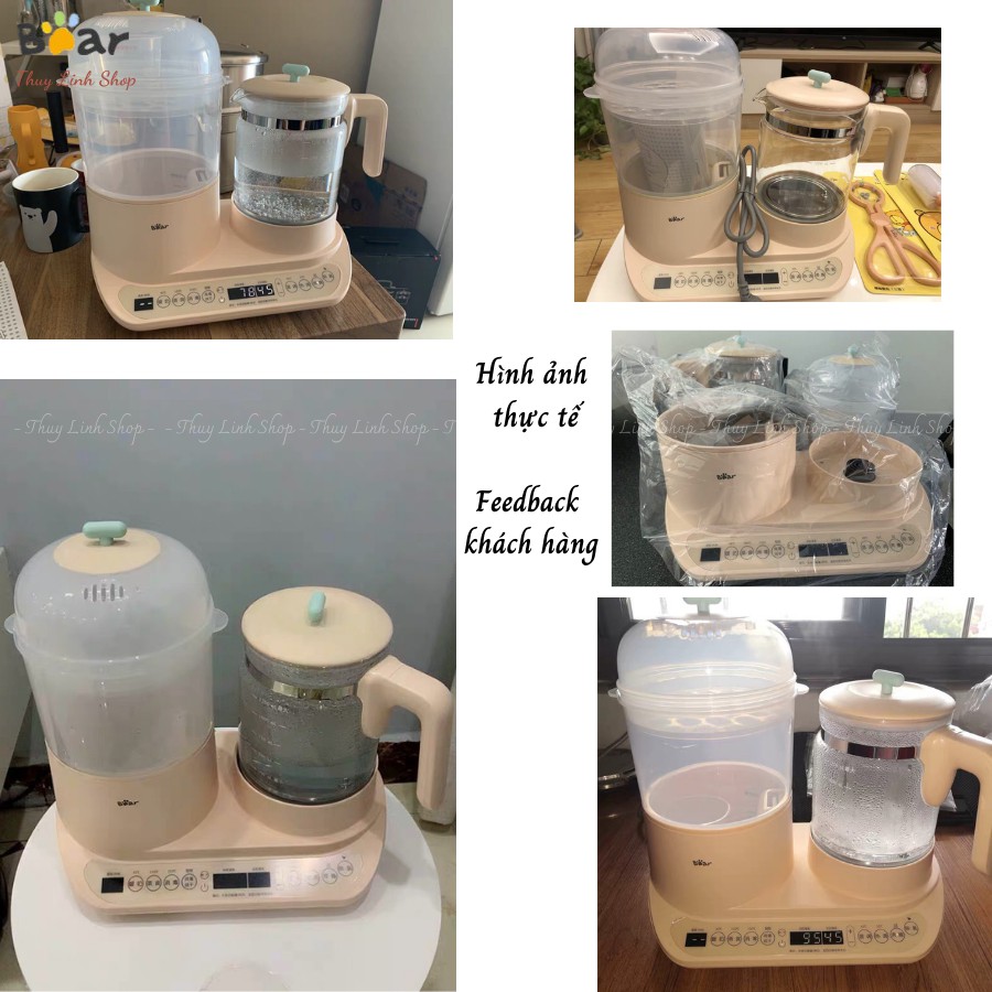 MÁY TIỆT TRÙNG SẤY KHÔ BÌNH SỮA VÀ MÁY HÂM SỮA - BÌNH ĐUN NƯỚC PHA SỮA BEAR 4IN1 BẰNG HƠI NƯỚC - BH 1 NĂM