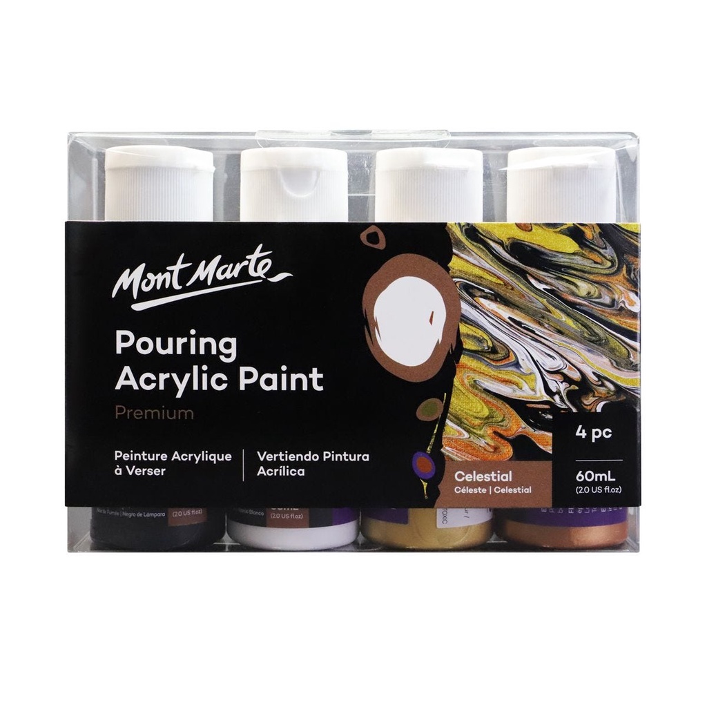 Bộ Màu Đổ Pouring Acrylic Mont Marte - Set Celestial - 4 chai x 60ml - PMPP4206