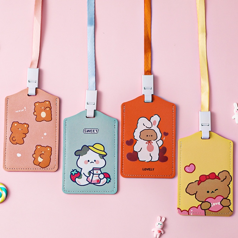 1 Dây Đeo Thẻ ID Họa Tiết Hoạt Hình Dễ Thương Tiện Dụng Cho Học Sinh / Văn Phòng