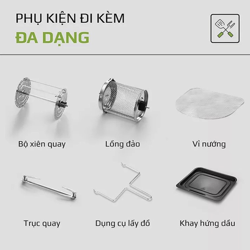 Nồi chiên không dầu Nineshield 12.5L KB-1200 , Thế hệ mới nhất 2022 , Điều khiển hoàn toàn bằng cảm ứng - Bảo Hành 1 Năm