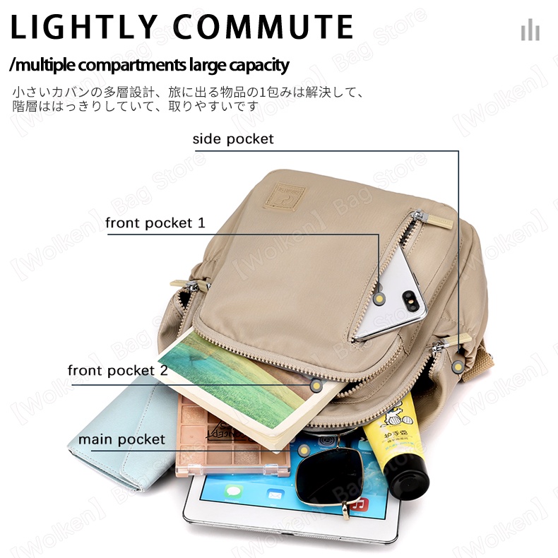 Ba Lô nhỏ Đi Học Bằng nylon Chống Thấm Nước Trọng Lượng Nhẹ Thời Trang Hàn Quốc Cho Nữ