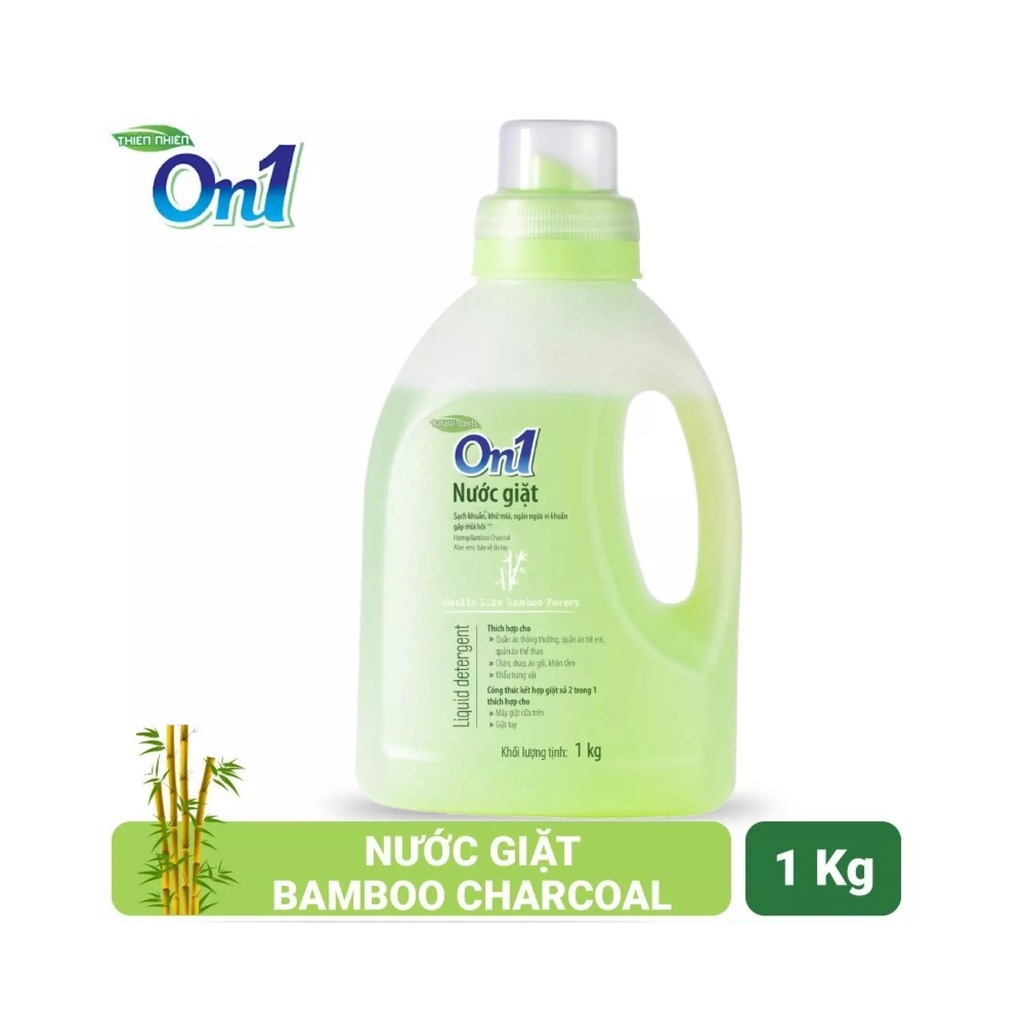 Nước Giặt On1 Hương Bamboo Charcoal 1Kg - Sạch Khuẩn, Khử Mùi, Kết Hợp Giặt Xả 2 Trong 1