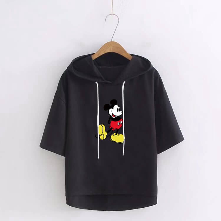 Áo Hoodie Có Nón Ngắn Tay Thời Trang Cho Nữ