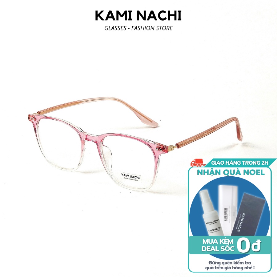 Gọng kính tròn nhựa phối kim loại thời trang nam nữ KAMI NACHI phong cách Hàn Quốc 8876 [TRÒNG ÁNH SÁNG XANH]