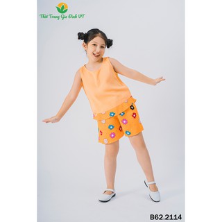 Bộ lanh mặc nhà quần đùi, áo sát nách bé gái B62.2114 - Thời Trang Gia Đình VT