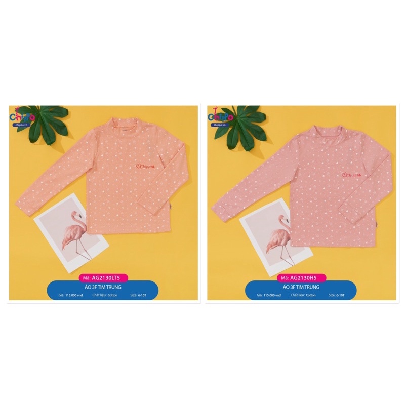 Áo cổ 3p cotton 1-10y bé gái