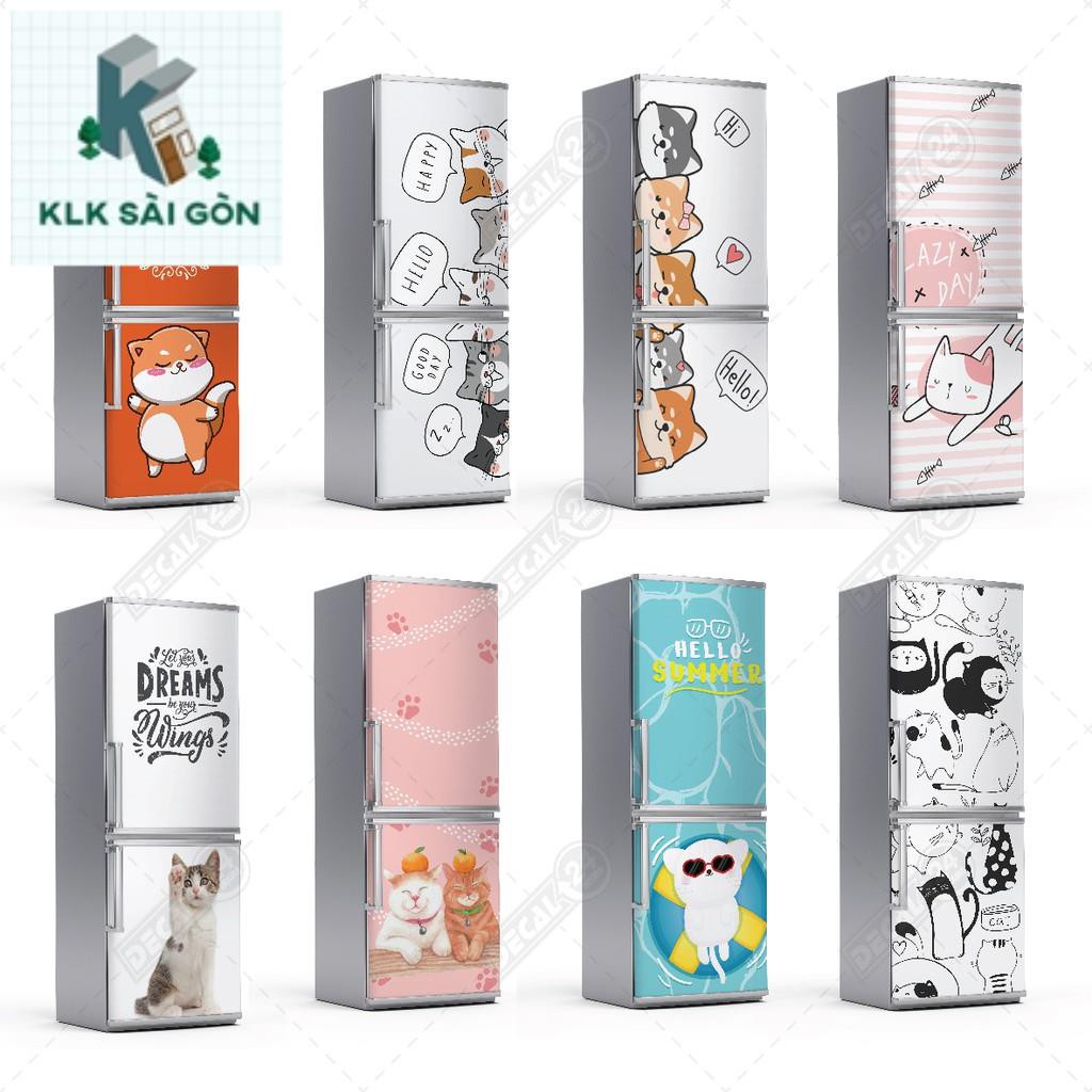 Decal dán tủ lạnh chuyên dụng siêu đẹp, Gia đình mèo Decal24h giấy dán tủ lạnh siêu bền nhiều mẫu cute - HÀNG CAO CẤP