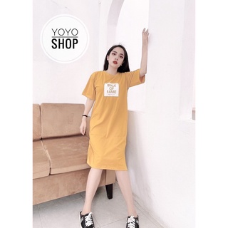 Váy suông nữ,váy thun nữ cộc tay in chữ walk of fame cá tính nhiều màu chất đẹp