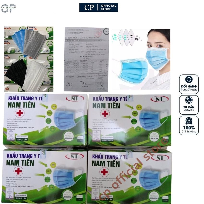 Khẩu trang y tế 4 lớp kháng khuẩn chính hãng một hộp 50 chiếc