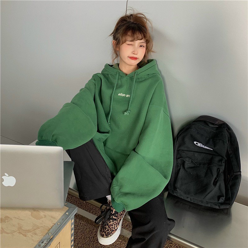 Hoodie Nam Nữ Màu Xanh Lạ Ellon Dáng Rộng Unisex Dáng Oversize Uzzlang