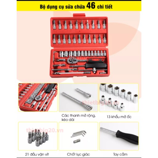 Bộ khẩu vặn ốc vít 46 món nhỏ gon