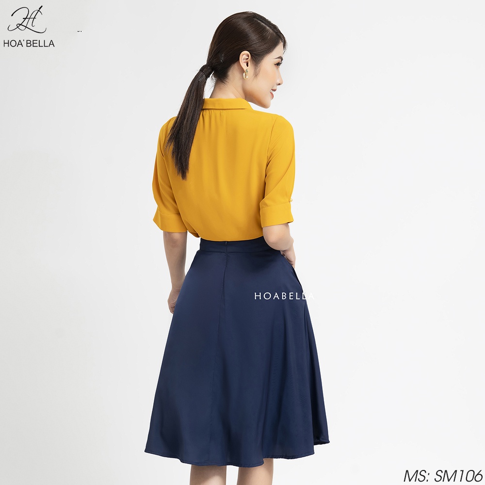 Áo Sơ Mi Nữ HOABELLA Cổ Sen Trơn 5 Màu Tay Lỡ Chất Liệu Lụa Cao Cấp