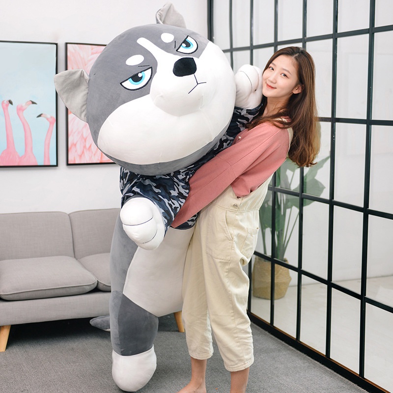 Gấu Bông Chó Ngáo Husky 1M7 Siêu to khổng lồ ,nhồi gòn trắng cao cấp đàn hồi