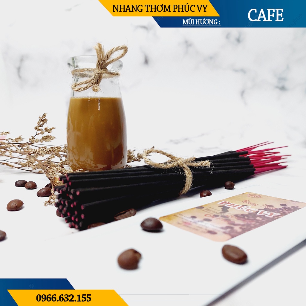 Nhang Thơm Phúc Vy Hương Cafe - Túi 39 Cây 28cm, Ít Khói, Thơm Nhẹ, Dễ Chịu, Không kích mũi