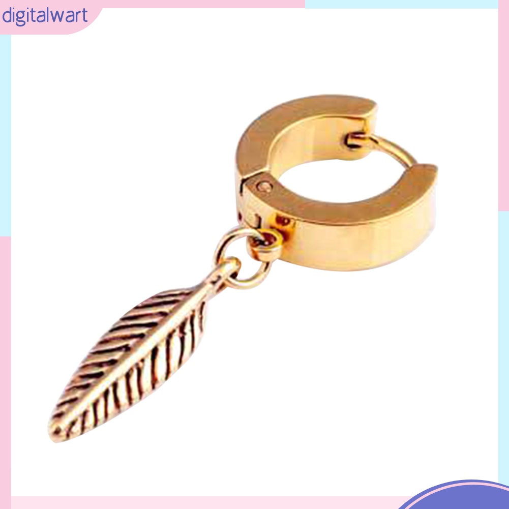 1 Chiếc Bông Tai Hình Lông Vũ Bằng Thép Không Gỉ Cá Tính Dành Cho Nam