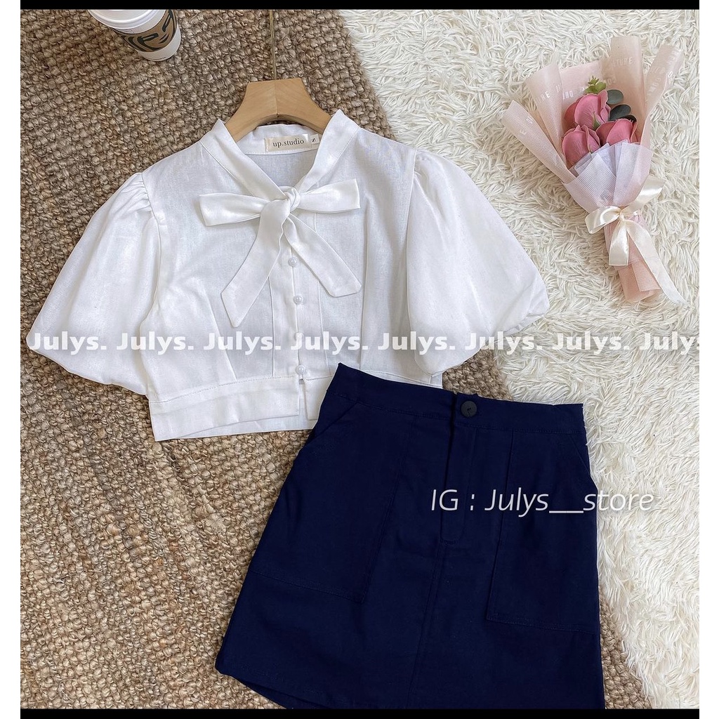 Set chân váy áo croptop kiểu nữ tiểu thư, Set đồ nữ sang chảnh cá tính mặc đi chơi cực xinh