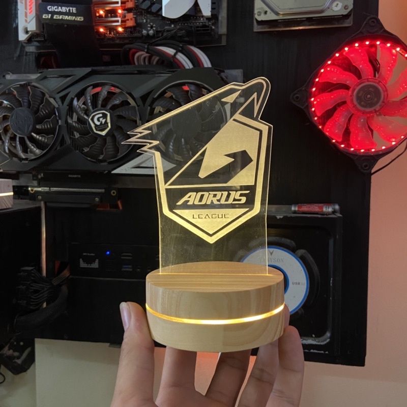 Đế Đèn Led 3D Tròn Bằng Gỗ Cao Cấp/ Đèn Trang Trí Phòng Ngủ Siêu Đẹp