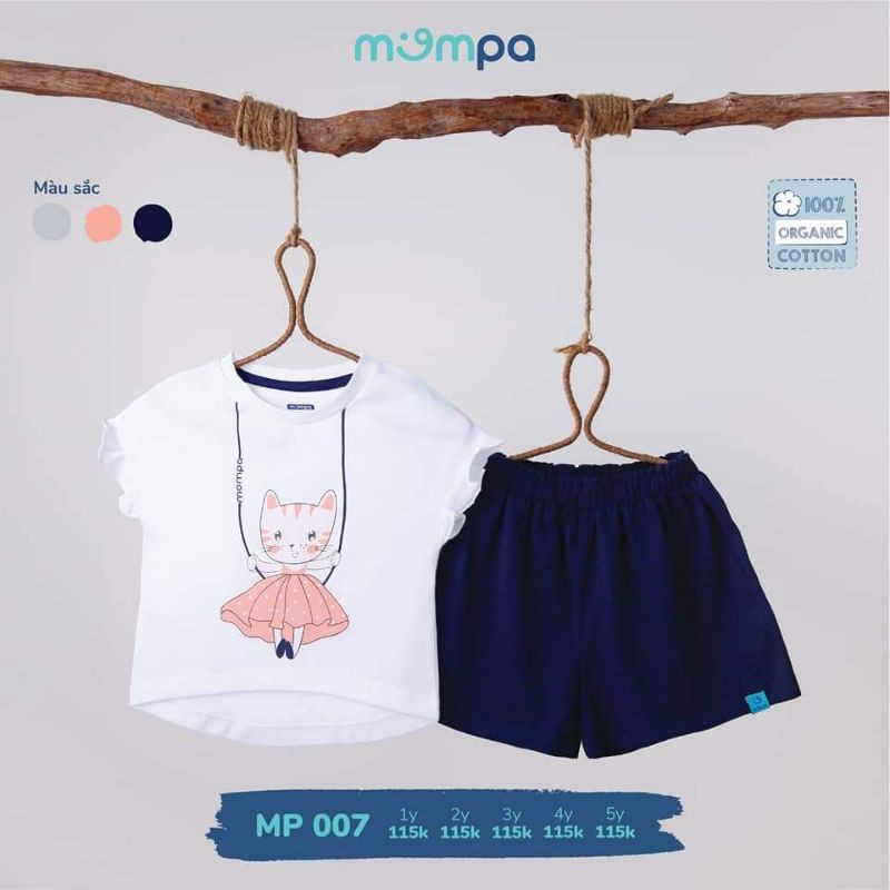 Bộ QA cộc tay Mompa 100% cotton cao cấp mềm mát thoáng nhẹ da thấm hút tốt mới siêu xinh cho bé gái