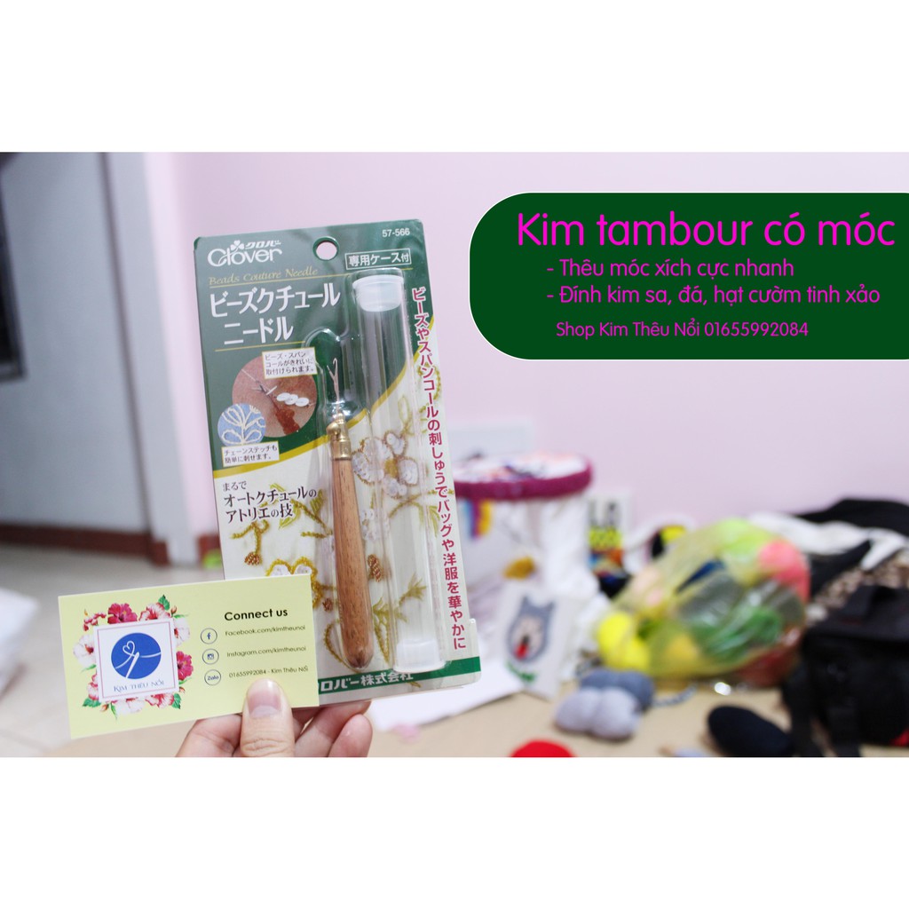 Kim Tambour Đính Hạt Cườm, Hạt Kim Sa, Thêu Móc Xích Loại Có Chốt