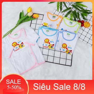 Com bo 5 áo sơ sinh tay dài cài bên