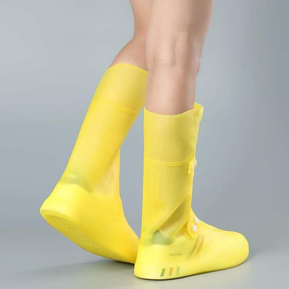 Vỏ bọc giày đi mưa cổ cao bằng silicone dày dặn chống nước chống trượt cho nam nữ