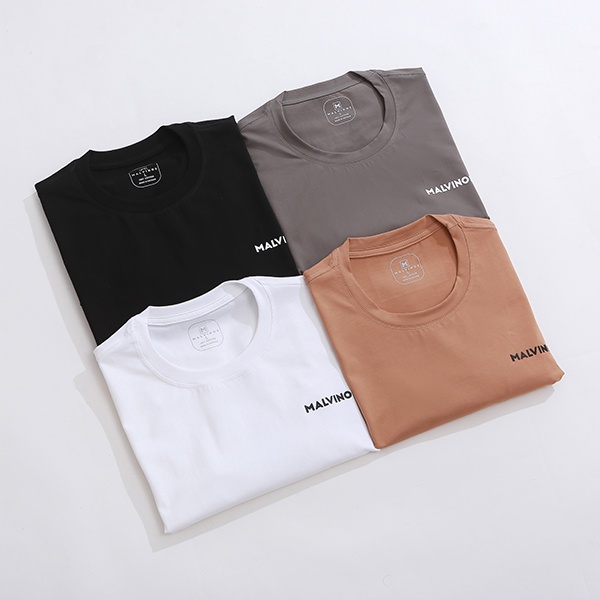 Áo Thun Trơn Nam 100% Cotton Màu Đen Basic Chất Dày Đẹp Không Xù Form Hàn Quôc MALVIN MALT001