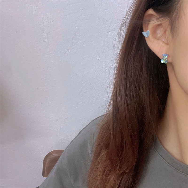 S925 Set 3 Khuyên Tai Hình Gấu Dễ Thương Cho Nữ