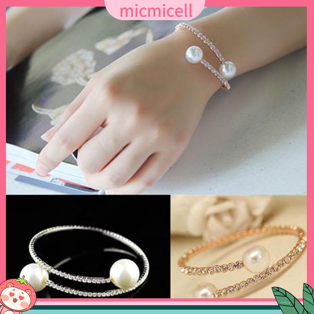 Vòng Tay Hở Đính Ngọc Trai Nhân Tạo Thời Trang Dành Cho Nữ