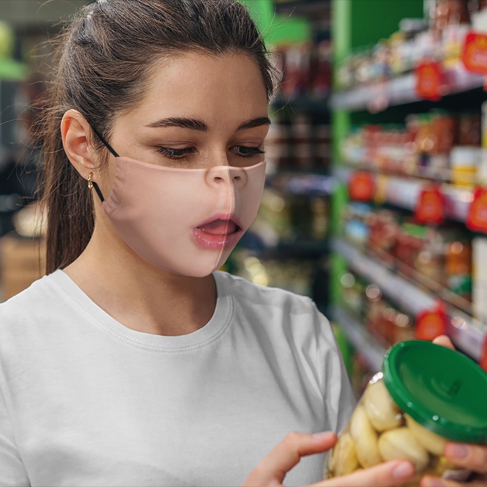 Khẩu trang hình mặt cười miệng cười cười lè lưỡi vui nhộn em bé 2 CARTWELL dễ thở thoáng khí ngăn bụi mịn dành cho nam n