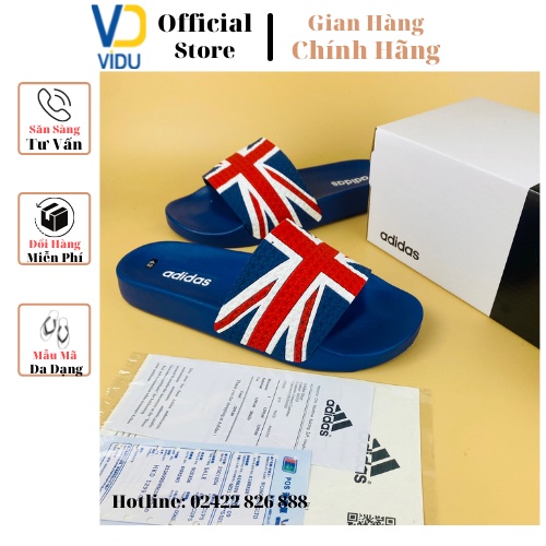 Dép nam thời trang ADIDAS ViDu 21133 màu xanh hình lá cờ Anh chống trơn trượt, độc đáo