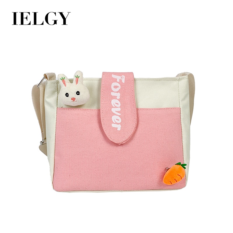 Túi tote đeo vai IELGY vải canvas mềm in họa tiết hoạt hình tươi mới cá tính cho nữ sinh