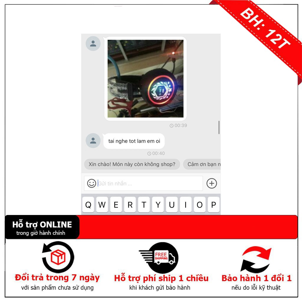 Tai nghe Gaming Gnet H99 âm thanh 7.1 - Cổng usb - Mic nói cực rõ - Led đổi màu - Bảo hành 12 Tháng - Lỗi 1 đổ