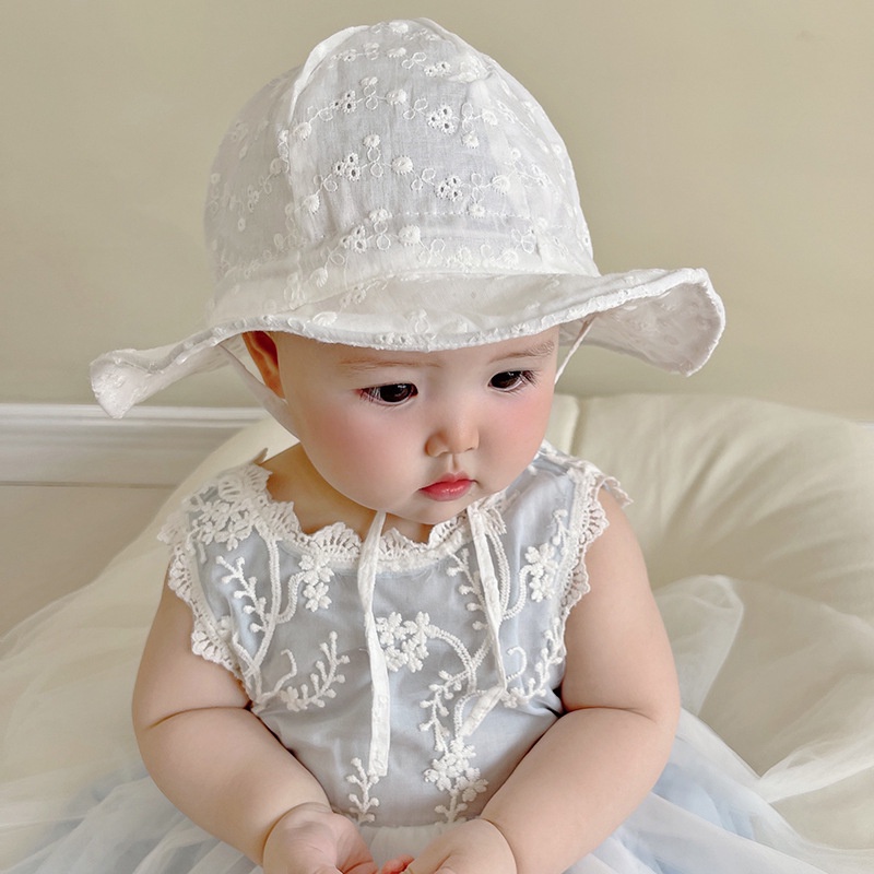 Mũ xô bằng cotton thoáng khí họa tiết hoa thiết kế dễ thương cho bé gái