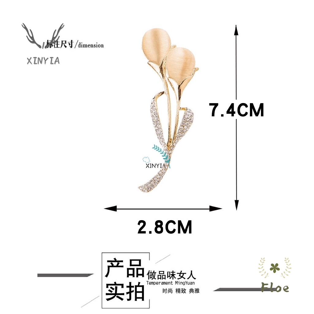 Trâm Cài Áo Hình Hoa Tulip Đính Pha Lê