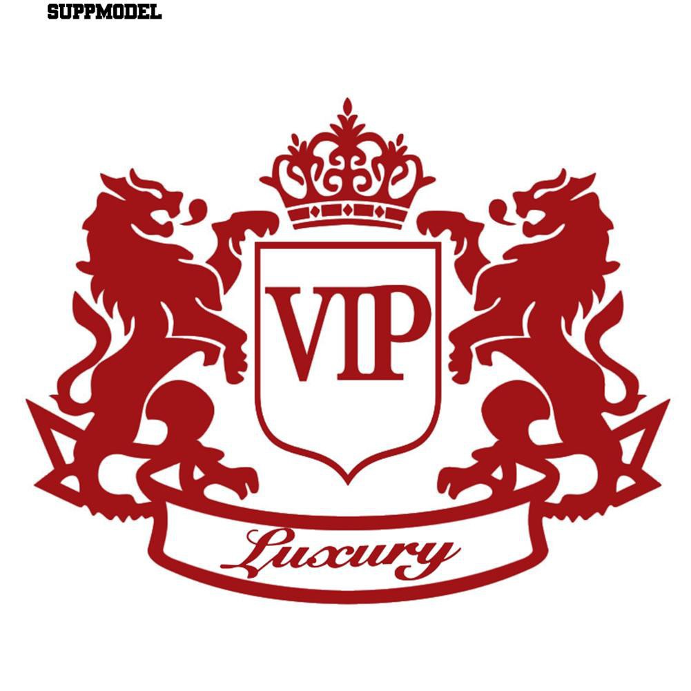 Đề can dán trang trí xe ô tô hình đôi sư và chữ "VIP" sang trọng