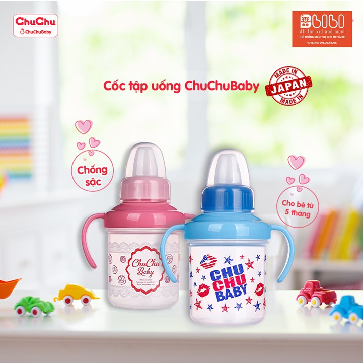 Cốc tập uống nước ChuChubaby (200ml) 5m+ màu hồng, màu xanh