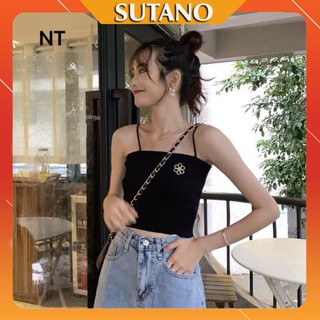 Áo Quây 2 Dây Hoa Cúc Croptop Dáng Ôm Chất Thun Mịn Bozip A340