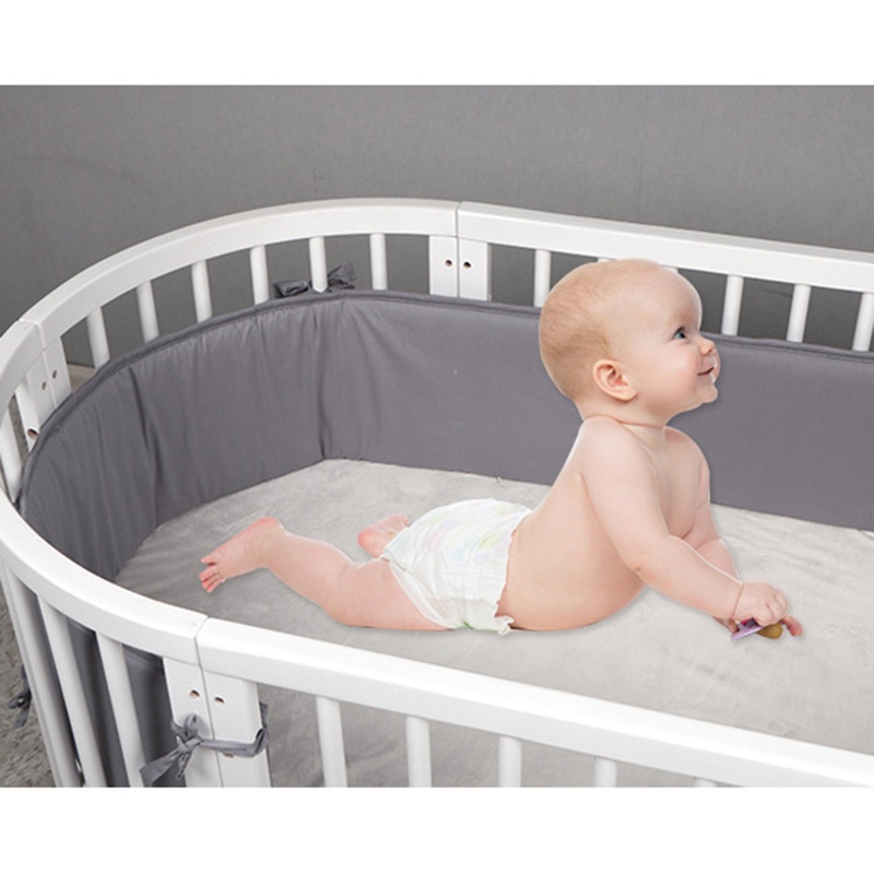 Tấm Chắn Thành Cũi Em Bé Bằng Cotton Màu Sắc Trơn An Toàn Tiện Dụng