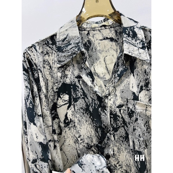 [Mã FAMARAL1 giảm 10K đơn 50K] ÁO SƠ MI LOANG MÀU GHI ĐÁ CHO NỮ