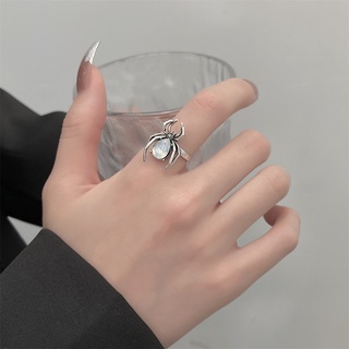 Nhẫn Mạ Bạc Đen Hình Nhện Đính Đá Pha Lê