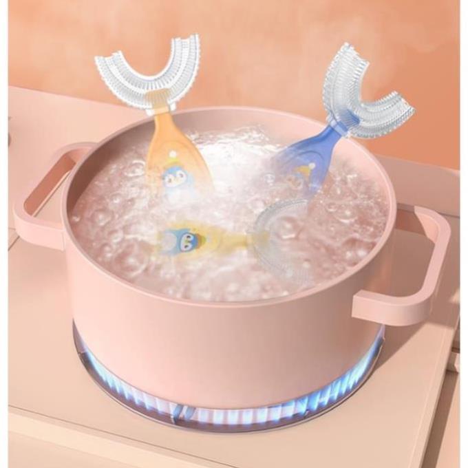 Bàn chải đánh răng cho bé 1 tuổi 2 tuổi 2 tuổi 3 tuổi chữ U silicon mềm mại tập đánh an toàn