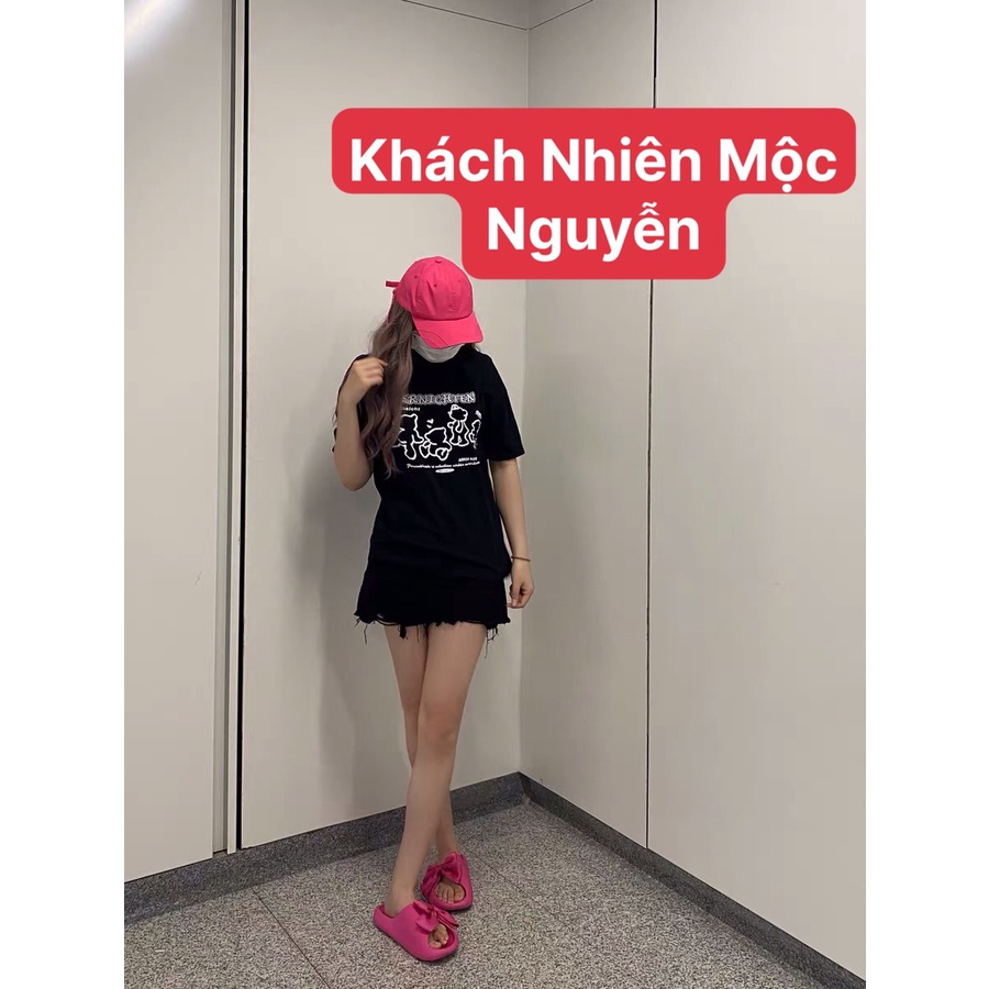 Dép đi nhà, dép quai ngang nữ chất cao su siêu nhẹ đính nơ vải đế bằng chống trơn cực xinh hàng sẵn