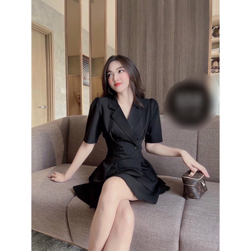 [Lanushop] Áo vest nữ chiết li eo tay ngắn sang chảnh 2 màu