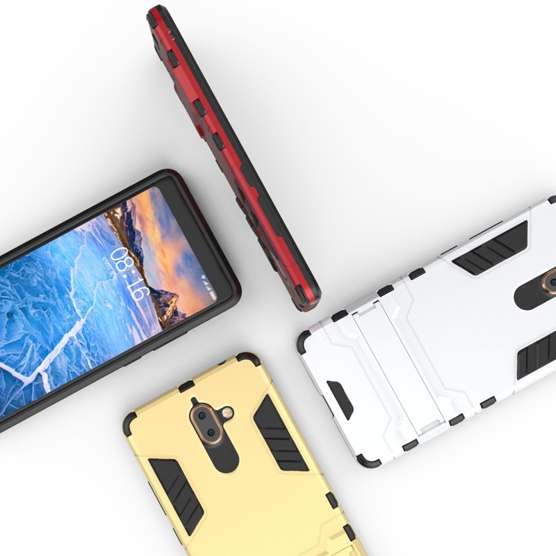 Ốp điện thoại giáp iron man chống sốc có giá đỡ dành cho Nokia 7 Plus