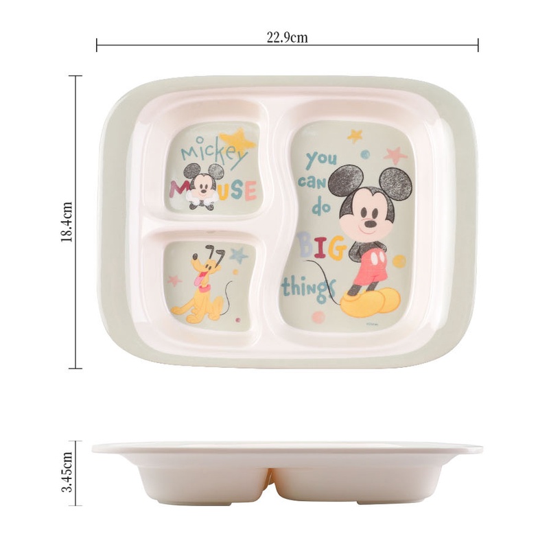 Khay ăn dặm nhựa melamine 3 ngăn Disney Mickey Minnie Dumbo Ariel cho trẻ em