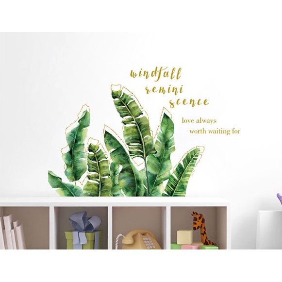 Decal trang trí tường - Những chiếc lá chuối xanh