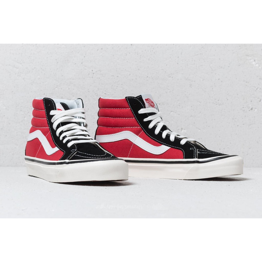Giày Vans Chính Hãng Sk8 Hi Black Red