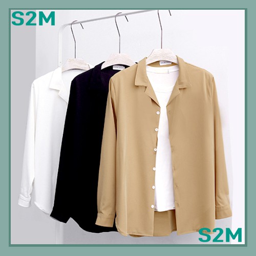 ÁO SƠ MI NAM NỮ .SƠMI CỔ VEST FROM RỘNG HÀN QUỐC S2M UNISEX, SƠ MI UNISEX | BigBuy360 - bigbuy360.vn