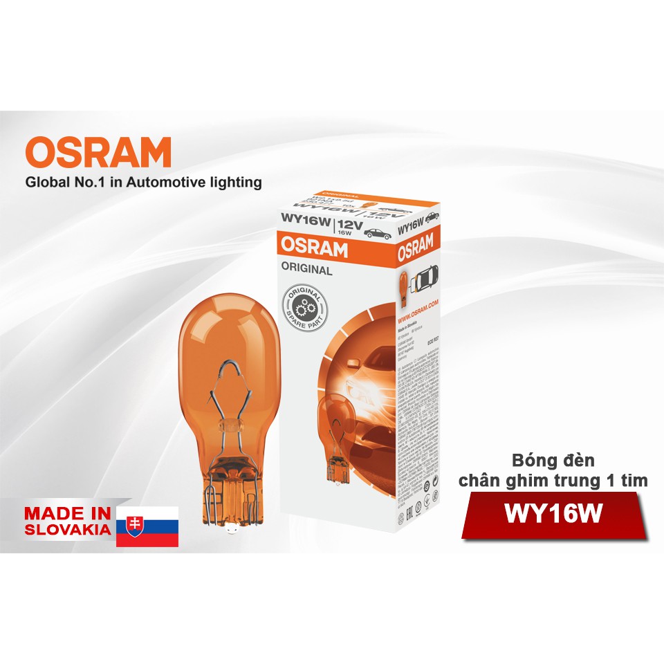 Combo 10 Bóng Đèn Chân Ghim Trung 1 Tim OSRAM Original WY16W 12V 16W Màu Vàng - Nhập Khẩu Chính Hãng